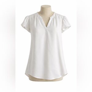 All Basics White V-Neck Blouse Size L